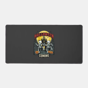 Halloween Coming Dancing Skeletons Castle Pumpkins Desk Mat