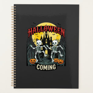 Halloween Coming Dancing Skeletons Castle Pumpkins Planner