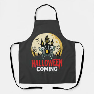 Halloween Coming Dancing Skeletons Haunted Castle Apron