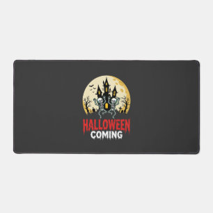 Halloween Coming Dancing Skeletons Haunted Castle Desk Mat