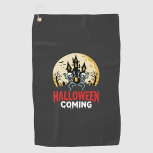Halloween Coming Dancing Skeletons Haunted Castle Golf Towel