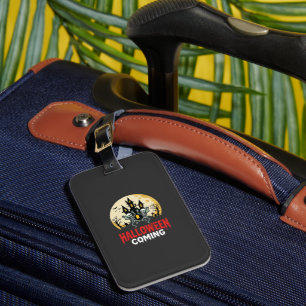 Halloween Coming Dancing Skeletons Haunted Castle Luggage Tag