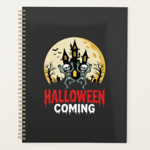 Halloween Coming Dancing Skeletons Haunted Castle  Planner