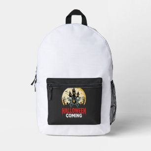 Halloween Coming Dancing Skeletons Haunted Castle Printed Backpack