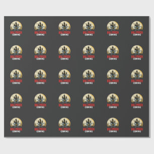 Halloween Coming Dancing Skeletons Haunted Castle Wrapping Paper