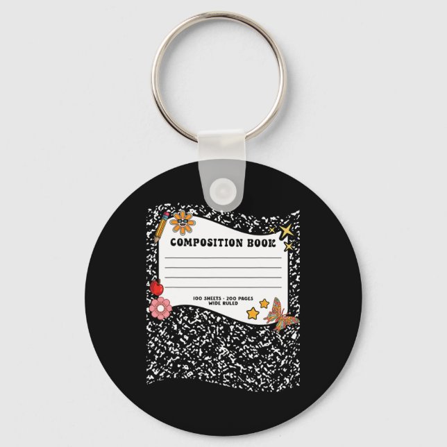 Halloween Composition Book Notebook Funny Teacher  Key Ring (Front)