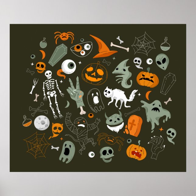 Halloween concept illustration with Sign and symbo (Front)