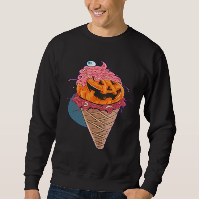 Halloween cones Pumpkin Worms icecream Sweatshirt (Front)