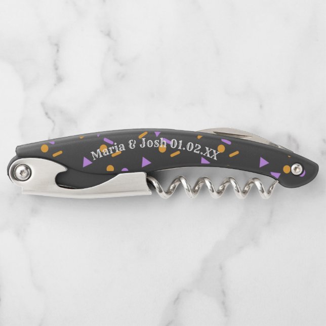 Halloween Confetti Sprinkles Couples Custom Name Corkscrew (Front)