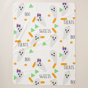 Halloween Confetti Sprinkles Ghost Treats Sherpa Blanket