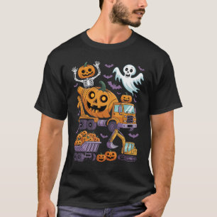 Halloween Construction Trucks and Pumpkins T-Shirt