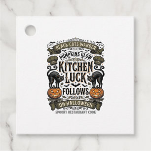 Halloween Cook Shirt Vintage Black Cat Pumpkin Kit Favour Tags