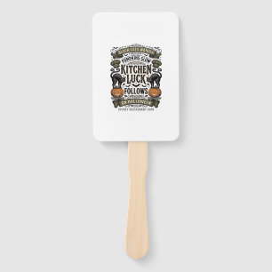 Halloween Cook Shirt Vintage Black Cat Pumpkin Kit Hand Fan