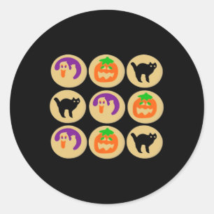 Halloween Cookies Ghost Pumpkin Cat Halloween Suga Classic Round Sticker