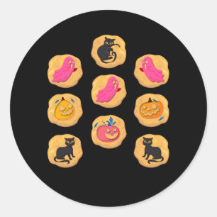 Halloween Cookies Ghost Pumpkin Cat Halloween Suga Classic Round Sticker