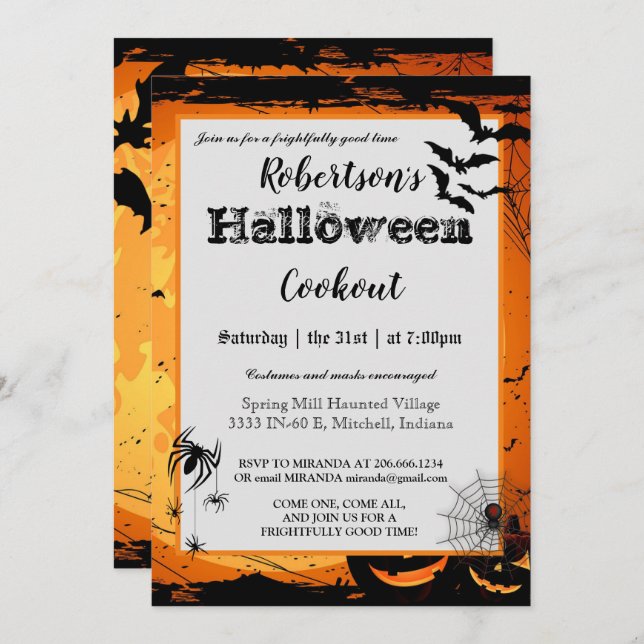 Halloween Cookout Party Invitation Spooky (Front/Back)