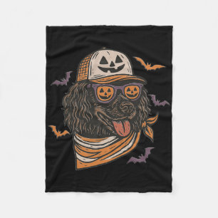 Halloween Cool Dog Boykin Spaniel Sungles Dog Mum Fleece Blanket