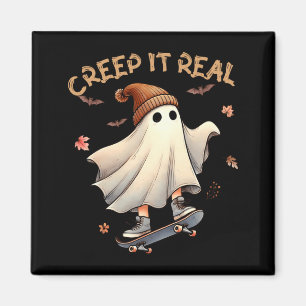Halloween Cool Ghost Riding Skateboard Kid Girl Magnet
