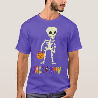 Halloween Cool Skeleton Pumpkin Head Scary Spooky  T-Shirt