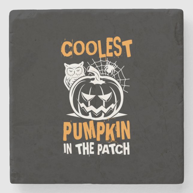 Halloween Coolest Pumpkin In The Patch Birthday Stone Coaster (Front)