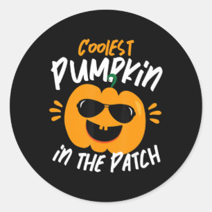 Halloween Coolest Pumpkin In The Patch Boys Girls Classic Round Sticker