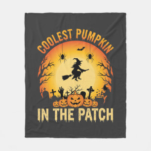 Halloween Coolest Pumpkin in the Patch Witch Desig Fleece Blanket