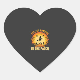Halloween Coolest Pumpkin in the Patch Witch Desig Heart Sticker