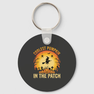 Halloween Coolest Pumpkin in the Patch Witch Desig Key Ring
