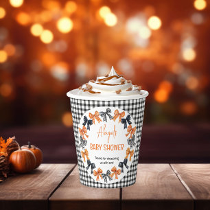Halloween Coquette Black   Orange Bows Baby Shower Paper Cups
