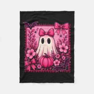 Halloween Coquette Bow Cute Ghost Floral Girl Wome Fleece Blanket