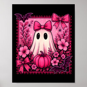 Halloween Coquette Bow Cute Ghost Floral Girl Wome Poster