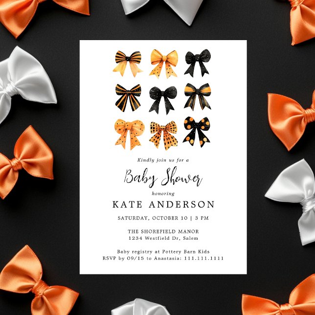 Halloween Coquette Bows Cute Baby Shower Invitation (Creator Uploaded)