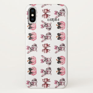 Halloween Coquette Bulldog Bow pumpkin iPhone X Case