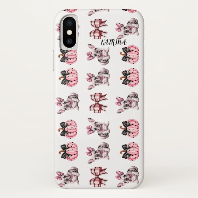 Halloween Coquette Bulldog Bow pumpkin  Case-Mate iPhone Case (Back)