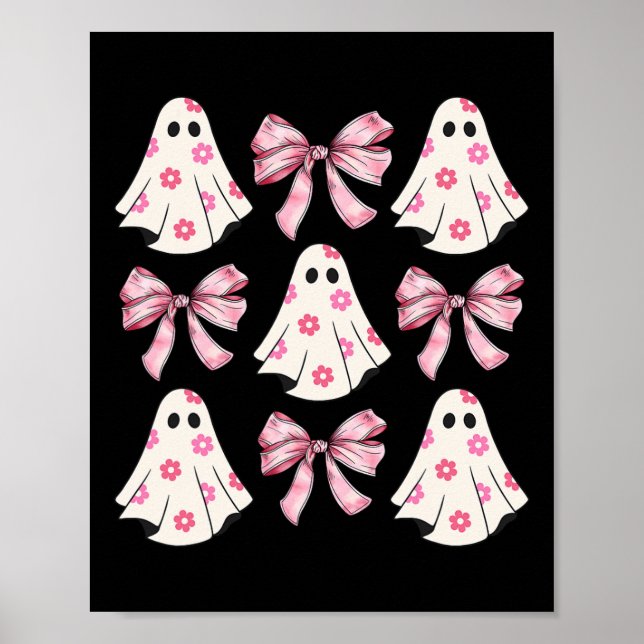 Halloween Coquette Pink Bow Ghost  Poster (Front)