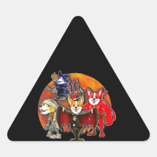 Halloween Corgi Costume Mummy Evil Witch Pumpkin Triangle Sticker