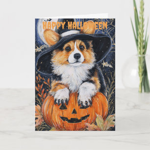 Halloween Corgi Dog Holiday Card