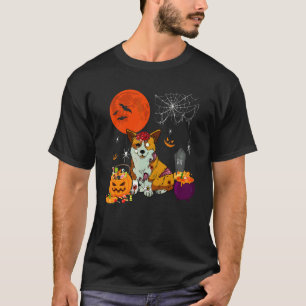 Halloween Corgi Dog Scary Zombie Costume Candy Bas T-Shirt
