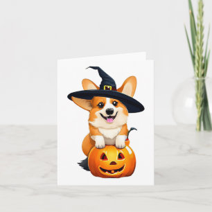 Halloween Corgi Witch Hat Card