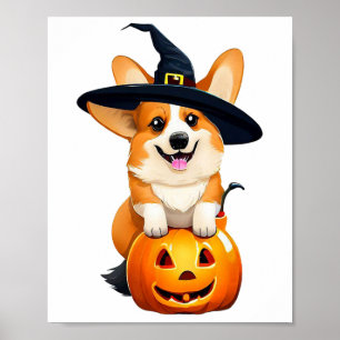 Halloween Corgi Witch Hat  Poster
