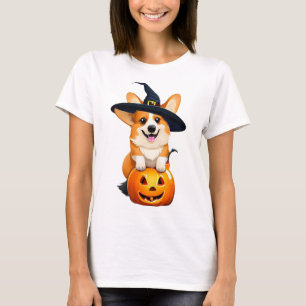 Halloween Corgi Witch Hat T-Shirt