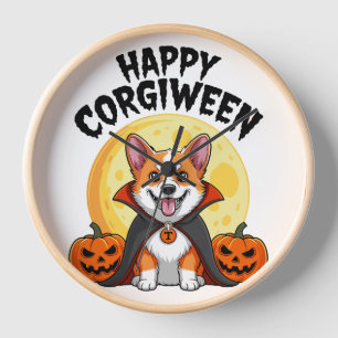 Halloween Corgiween, Spooky Corgi Dog Clock