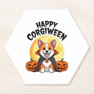 Halloween Corgiween, Spooky Corgi Dog Paper Coaster