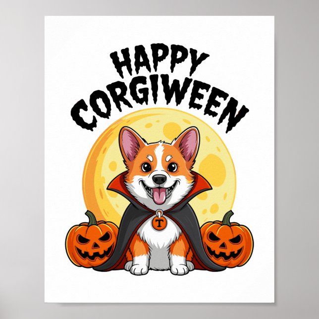Halloween Corgiween, Spooky Corgi Dog Poster (Front)