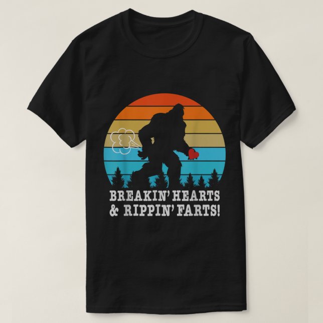 Halloween Costume Bigfoot Breaking Hearts and Ripp T-Shirt (Design Front)