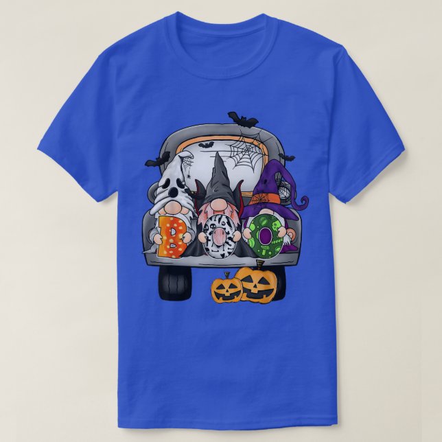 Halloween Costume Boo Funny Gnomes With Truck And  T-Shirt (Design Front)
