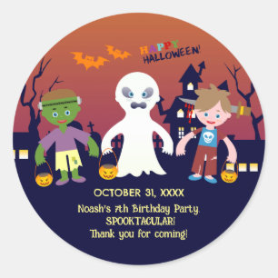 Halloween Costume Boy Birthday Party Classic Round Sticker