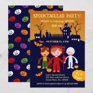 Halloween Costume Boy Birthday Party Invitation