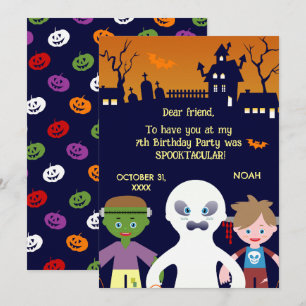 Halloween Costume Boy Birthday Party  Thank You Card