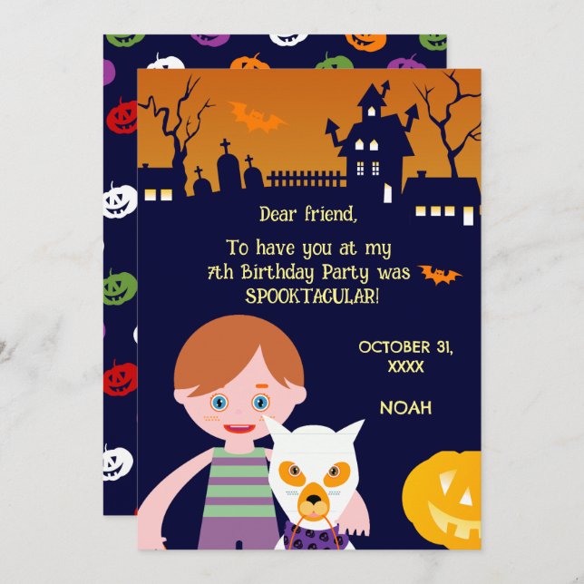 Halloween Costume Boy Birthday Party  Thank You Card (Front/Back)
